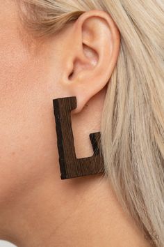 The Girl Next OUTDOOR Brown ✧ Wood Hoop Earrings Hoop Earrings Paparazzi Jewelry Images, Retro Effect, Wood Hoop Earrings, Pink Jewels, Brown Earrings, Wooden Hoop, Wood Jewelry, Paparazzi Accessories, Wooden Earrings