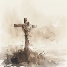 a painting of a crucifix on the ground