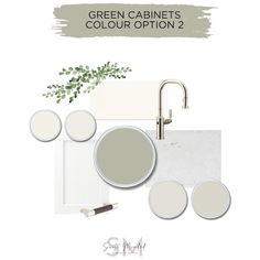 the green cabinet's color option 2 is shown with white paint and other accessories