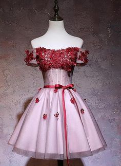 Red Short Prom Dress, Cocktail Dresses 2022, Dress Red Short, Homecoming Dresses 2022, Applique Cocktail Dress, Off Shoulder Tulle, Short Red Prom Dresses, Tulle Applique, Prom Dresses 2016