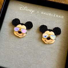 Disney Baublebar Mickey With Holographic Sunglasses Stud Earrings New In Box Disney Baublebar, Blue Tassel Earrings, Crystal Statement Earrings, Apple Earrings, Disney Earrings, Glam Earrings, Baublebar Earrings, Skeleton Earrings, Ear Crawler Earrings