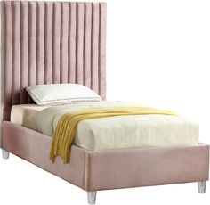 Elegant and eye-catching, the stunning Fredrick Bed is the perfect addition to any bedroom. Rich velvet covers the deep Channel tufted design. Strength and beauty is guaranteed with a solid wood frame and acrylic legs. Bedroom Rich, Velvet Twin Bed, Pink Twin Bed, Beds For Children, Twin Canopy Bed, Metal Twin Bed, Full Bed With Storage, Pink Velvet Fabric, Powell Furniture