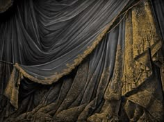 black and white photograph of an old curtain