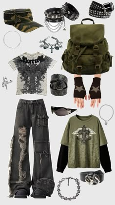 Y2K outfit collage Y2k Outfit Collage, Grunge Outfit, Funky Outfits, Clothing Design Sketches