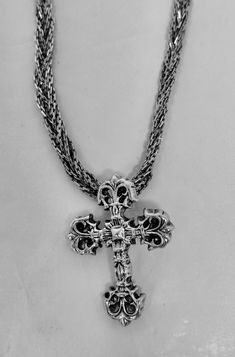 pre-owned, good condition - see photos both are stamped "925 Mexico" Ornate Cross Necklace With Intricate Design, Ornate Silver Cross Jewelry, Ornate Silver Cross Necklace, Ornate Silver Cross Pendant Necklace, Silver Byzantine Necklace With Cross Pendant, Byzantine Silver Necklace With Cross Pendant, Gothic Silver Metal Cross Necklace, Oxidized Sterling Silver Cross Pendant Necklace, Medieval Silver Cross Pendant Jewelry