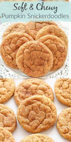 soft and chewy pumpkin spiced cookies on a white plate