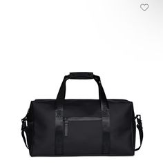 a black duffel bag on a white background with the word love written across it