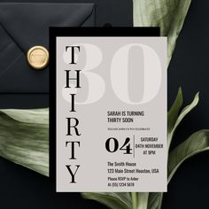 Turning 30 has never looked so good 🎉 Get the party started right with our Modern Elegant Black and White 30th Birthday Invitation. No basic invites here, only chic sophistication! #Turning30 #BirthdayCelebration Turning thirty deserves a celebration that is nothing less than grand. Announce your milestone birthday party with our Modern Elegant Calligraphy Black and White Thirty 30th Birthday Invitation - a blend of sophistication and style that encapsulates your three-decades-long journey and the exciting road that lies ahead. Thirty One Party