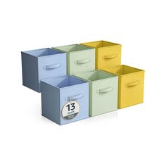 four different colored boxes with labels on them