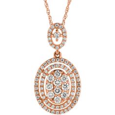 Royal 14K Rose Gold Diamond Pendant - 0.60 Carat Total Diamond Weight Formal Rose Gold Diamond Necklace With Pave Setting, Elegant Rose Gold Diamond Necklace With Pave Setting, Exquisite Rose Gold Diamond Necklace For Anniversary, Formal Oval Rose Gold Diamond Necklace, Royal Jewelry, The Grove, Diamond Set, Rose Gold Diamonds, Diamond Pendant