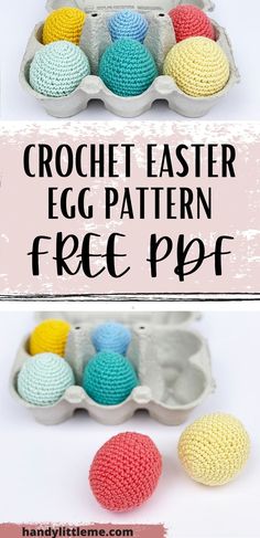 crochet easter egg pattern with free printable eggs in an egg carton