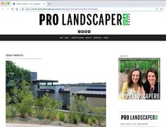 the website for pro landscaper is displayed in front of a computer screen with an image of two women