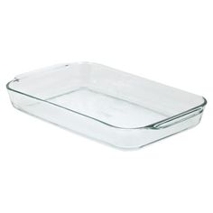 a glass casserole dish on a white background