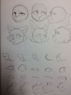 a drawing of various faces and eyes