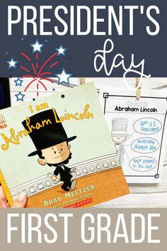 the presidents day first grade book is shown with an image of abraham lincoln on it