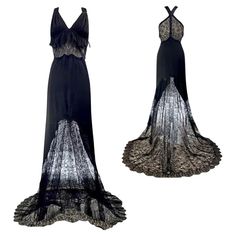 Chanel/Karl Lagerfeld Vintage Black Lace Evening Gown Spring/Summer 2005 Size 42FR Vintage Chanel Dress, Chanel Karl Lagerfeld, Black Lace Evening Gown, Chanel Dress, Lace Evening Gowns, Chanel Vintage, Vintage Chanel, Primavera Estate, Scorpion