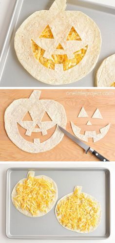 the process for making jack - o'- lantern tortillas is shown