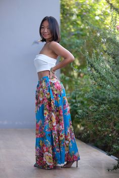 "This beautiful Skirts with  made from lightweight cotton fabric. which perfectly fit to your festival, beach, summer vacation or just new addition to your wardrobe that will inspire you for your new street look! This Skirts is comfortable and relaxation for any occasion.   🪡🧵 MATERIAL : Cotton breathable muslin This skirts will fit sizes Small to Large ( Not - XL ) * Waist : 26'' Stretching to 52'' inches  ( 66.04 cm - 132.08 cm ) * Hips : up to 58\" (147.32.cm ) * Length : 37\" from waist to hem ( 93.98 cm ) Model is 5' 1\" and 103 lbs.  * Accessories excluded COLOR VARIATIONS Our clothes are hand-dyed in batches after they are sewn. ( The colour may different about 5-10 % from the real colour ) We aim for our colors to match our photos. We hope you love your new breathable threads.  C Bohemian Gathered Skirt Bottoms For Day Out, Breezy Ruffled Maxi Skirt For Vacation, Bohemian Gathered Skirt For Day Out, Fitted Beach Maxi Skirt, Fitted Long Maxi Skirt For Beach, Pleated Flared Maxi Skirt For Vacation, Breezy Maxi Skirt With Elastic Waistband For Vacation, Blue Ruffled Skirt Bottoms For Beach, Vacation Pleated Flared Maxi Skirt