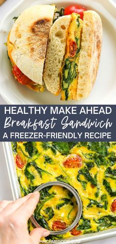 healthy make ahead breakfast sandwich recipe with spinach and cheese