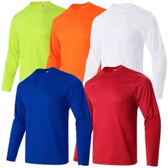 5 Pack Long Sleeve T-Shirts for Men | LEEHANTON Mens Plaid, Plaid Jacket, Men's Shirts, Long Sleeve T Shirts, Neck Designs, Red Yellow, Wardrobe Essentials, Perfect Match, Mens Long Sleeve