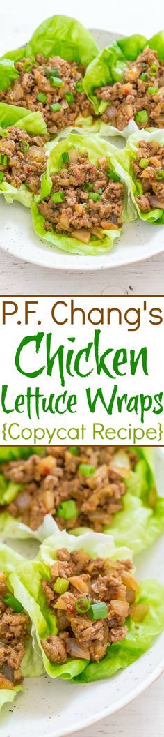 lettuce wraps filled with chicken and lettuce on a white platter