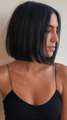 Asian Bobs Haircuts, Katie Maloney Hair Bob, Short Haircut Chin Length, Sleek Chin Length Bob, Short Bob Hairstyles Dark Hair, Chin Length Straight Hair, Dark Hair Bob Haircut, Bob Hairstyles Straight Hair, Short Bob Dark Hair