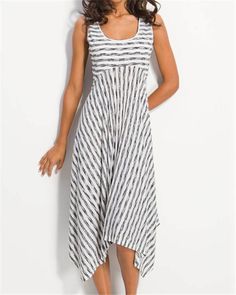 Women Midi Stripes Dresses A-Line Daily Cotton-Blend Printed Dresses, White-US20 Gaun Fashion, Midi Dress Casual, Women Midi, Patchwork Dress, Casual Stripes, Striped Maxi Dresses, Romper With Skirt, Stripe Print, Look Fashion