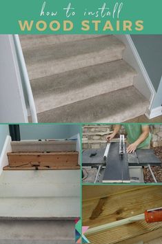 the steps are being installed to install wood stairs and how to install carpet stairs