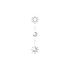 a line drawing of the sun and moon