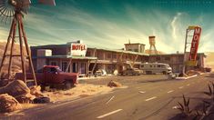 an old motel with cars parked on the road