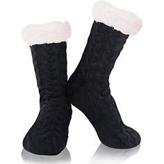 Slipper SocksExperience warmth and comfort with our black fuzzy slipper socks, featuring non-slip grip soles for safety. Perfect for staying cozy without shoes during cold winter days at home.Size & PackageOne size fits most. Our women's sherpa socks are designed to fit shoe sizes shoe size 5-10. Each pair of warm socks comes in a plastic zippered bag.Quality MaterialOur cozy fluffy socks are made of 50% Polyester, 40% Nylon, 10% Spandex to ensure they are soft, comfortable, stretchy, and breath House Socks, Color Socks, Cabin Socks, Womens Sherpa, Holiday Socks, Fluffy Socks, Zippered Bag, Fuzzy Slippers, Fuzzy Socks