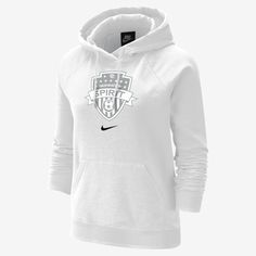 Don't let a little chill come between you and your team. Bundle up in this Washington Spirit hoodie. Made with fleece that's brushed on the inside for extra softness, it's perfect for everyday wear or for just curling up on the couch to watch the game. Nike Sports Season Fan Gear Hoodie, Nike Hoodie For Sports Season Fan Gear, Nike Fleece Hoodie For Sports Events, Nike Cotton Hoodie For Sports Events, White Sporty Sweatshirt In French Terry, Nike Game Day Hooded Hoodie, Nike Hooded Hoodie For Game Day, Sporty Nike Hoodie In Team Colors, Sporty Nike Team-colored Hoodie