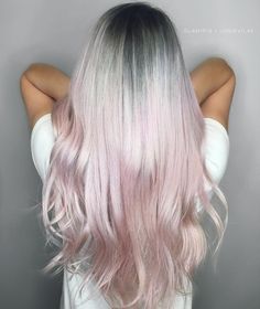 Pink Grey Hair, Grey Hair Color Silver, Grey Nail, Pink Ombre Hair, Pastel Pink Hair, Grey Roots, Silver Hair Color, Design Hair, Hair Color Pink