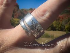 Spoon Ring • The "Song of Autumn" Spoon Ring • 1960 • Handmade from Authentic, Vintage Silverware by LoveAlwaysSpoonRings on Etsy Sterling Rings, Vintage Spoon Rings, Saddle Ring, Silver Rose Ring, Antique Silverware, Vintage Spoons, Spoon Ring, Vintage Silverware, Spoon Rings