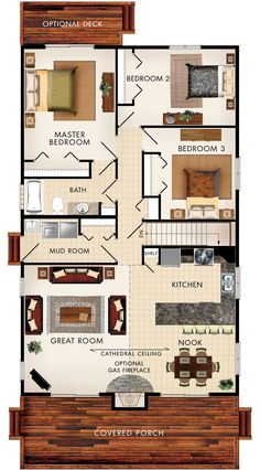 the floor plan for a two story house