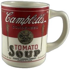 a coffee mug with campbell's soup on it