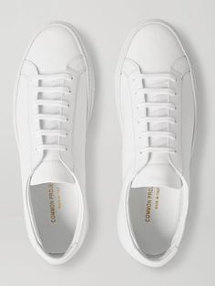 White Original Achilles Leather Sneakers | COMMON PROJECTS | MR PORTER Common Projects Shoes, White Sneakers Men, Selvedge Denim Jeans, White Leather Sneakers, Mens Wear, Common Projects, Selvedge Denim, Sneakers Men Fashion, The Common