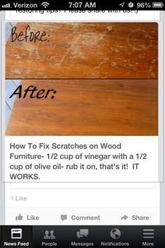 an image of a facebook page with the words fix scratches on wood