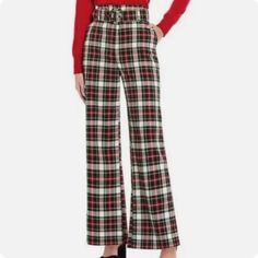 Nwt Perfect For Holiday Parties Or Family Photos! Brand New With Tags Rebecca Festive Plaid Belted Wide Leg Pants By Alex Marie In Women's Size 4. Plaid Suiting Wide Leg Self Belt Included Unlined Front Hook/Zip Closure Approx. 30" Inseam Polyester/Viscose/Elastane Machine Wash/Tumble Dry Cotton Palazzo Pants, Tan Legs, Alex Marie, Striped Wide Leg Pants, Belted Pants, Wide Leg Linen Pants, Flare Leg Pants, Red Tartan, Plaid Pants