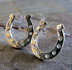 Horseshoe stud earrings. Handmade western horse shoe jewelry. Sterling silver, 14k gold-filled or so Silver Horseshoe Jewelry Gift, Nickel-free Horseshoe Sterling Silver Jewelry, Nickel-free Silver Horseshoe Jewelry, Artisan Jewelry Handmade, Horse Shoe, Star Earrings Stud, Western Horse, Jewellery Ideas, Gold Filled Earrings