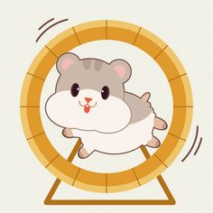 a cartoon hamster is sitting in a wheel