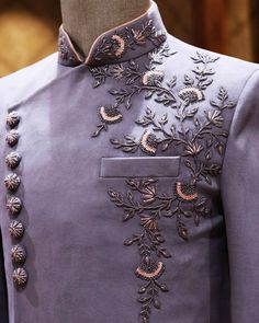 Majestic Grey Sherwani Indo Western Men, Embroidery Designs For Men, Purple Sherwani, Grey Sherwani, Wedding Sherwani For Men, Embroidery Men