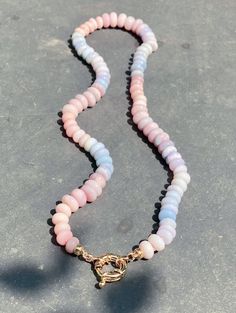 Sweet Baby: Soft Pinks and Baby Blue Opals With Gold-filled Details and Large 14k Gold-filled Mariner Clasp Handmade Gemstone Necklace - Etsy Neckmess Ideas, Hand Beaded Necklace, Youve Been, Baby Candy, Candy Necklace, Candy Necklaces, Baby Blues, Blue Opal