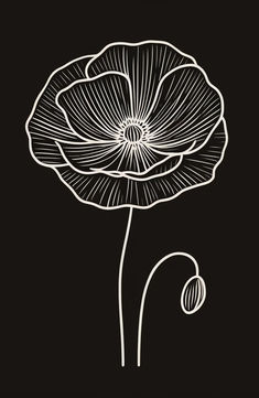 a black and white drawing of a flower