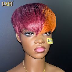 BAISI HAIR Pixie Cut Wig BAISI Wine With Ginger Short Cut Wig Short Cut Wigs, Photo Hair, How To Wear A Wig, Pixie Cut Wig, Hair Shine, Hair Texture, Short Cut, How To Make Shorts, Curly Wigs