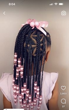 Braided Pigtails Black Kids, Bead Hairstyles For Kids Natural, Toddler Box Braids, Hairstyles For Toddler Girls Easy