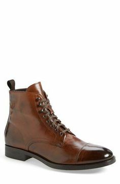 Handmade High Ankle Lace Up Dress Boots, Cap Toe Boots, Real Leather Boots sold by Bishoo on Storenvy Nordstrom Boots, Omari Hardwick, Dress Leather Boots, Quality Leather Boots, Cognac Boots, Cap Toe Boots, Fall Fashion Coats, Real Leather Boots, Mens Dress Boots