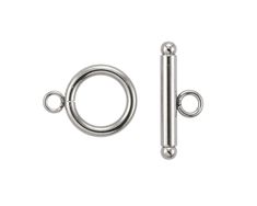 a pair of stainless steel eyelets on a white background