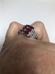 Unusual Deep Toned Ruby Sterling Filigree Setting Handmade size 6 Can be resized. My jeweler charges $10-$20 All rings are shipped in a nice gift box. Check out our over a THOUSAND great reviews Engraving is $4 per letter and is not always perfect depending on the piece. It can take a few days if the jeweler is busy. This is payable to Paypal Judithsltd@gmail.com Unique Ruby Ring With Accent Stones As Gift, Collectible Ruby Ring With Accent Stones, Unique Rings For Valentine's Day, Unique Collectible Round Ruby Ring, Oval Ruby Ring As Gift, Ornate Silver Ruby Ring, Victorian Style Silver Ruby Ring Hallmarked, Victorian Sterling Silver Ruby Ring For Gift, Ornate Sterling Silver Ruby Ring