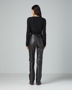 Mick Trouser in Nappa Leather, Black Classic Leather Trousers, Sleek Leather Bottoms For Office, Chic Straight Silhouette Pants For Fall, Fitted Leather Straight Pants, Sleek Straight Leg Leather Work Pants, Sleek Straight Leg Leather Pants For Work, Chic Leather Pants For Work, Sleek Leather Straight Pants For Office, Sleek Straight Leather Pants For Office